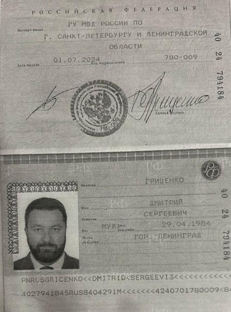 Паспорт: Гриценко Дмитрий Сергеевич